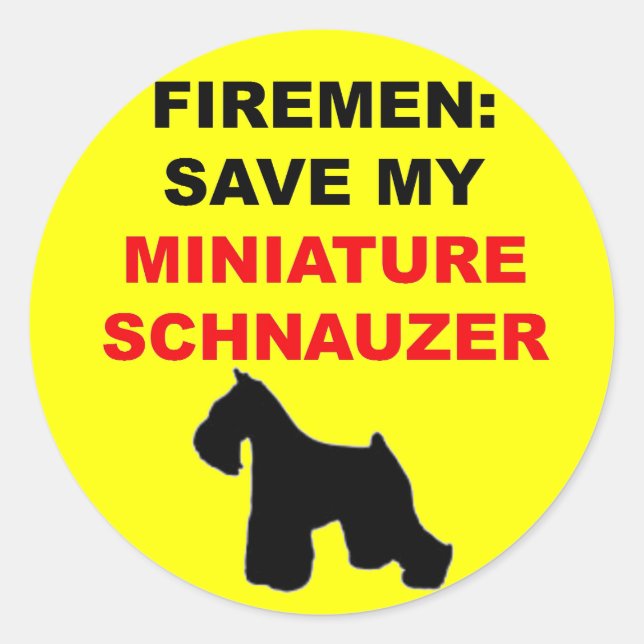 Sticker Rond Pompier Sauver Mon Schnauzer Miniature (Devant)