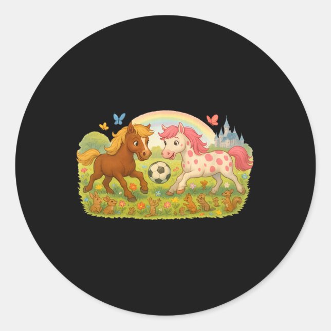 Sticker Rond Poney de foot princesse  (Devant)