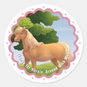 Sticker Rond Poney Palomino Doré