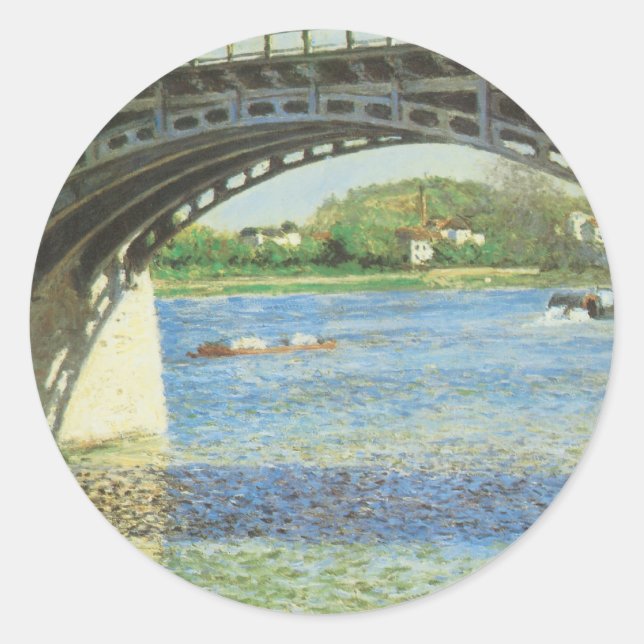Sticker Rond Pont à Argenteuil par Gustave Caillebotte (Devant)