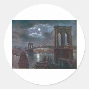 Sticker Rond Pont Brooklyn au clair de lune