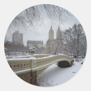 Sticker Rond Pont d'arc en hiver, Central Park, New York City