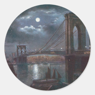 Sticker Rond Pont de Brooklyn par clair de lune
