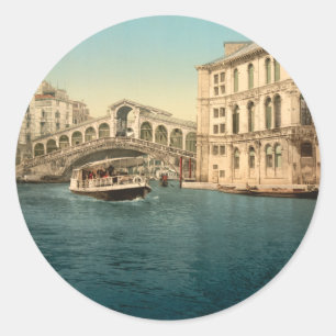 Sticker Rond Pont de Rialto et canal grand, Venise, Italie