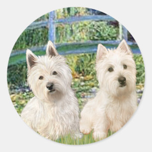 Sticker Rond Pont du bassin aux nymphéas - Westies (deux)