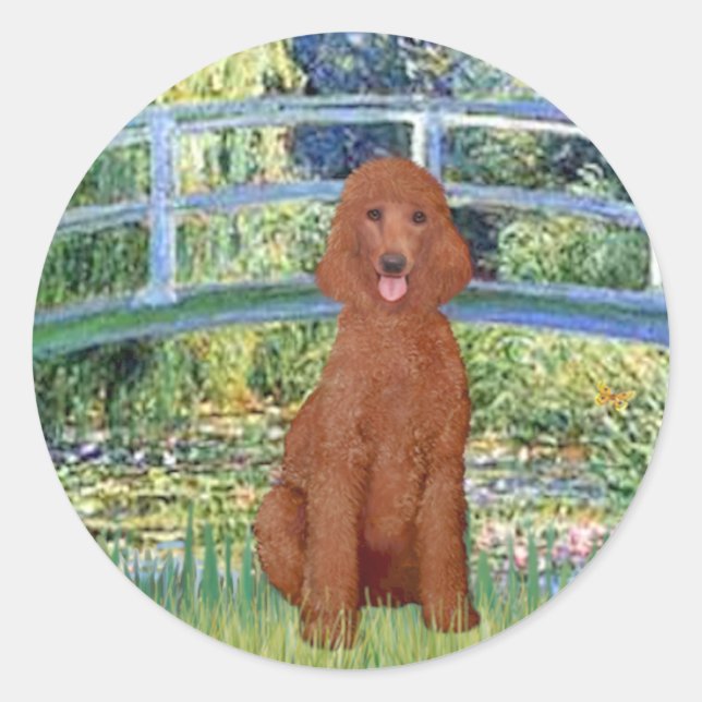 Sticker Rond Pont Lily Pond - Poodle rouge foncé N° 1 (Devant)