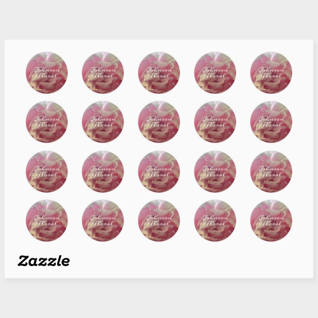 Sticker Rond Pony Delicate Rose Floral Personnalisé (Feuille)