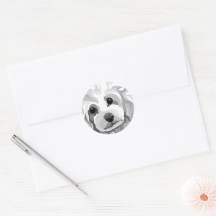 Sticker Rond Poodle blanc