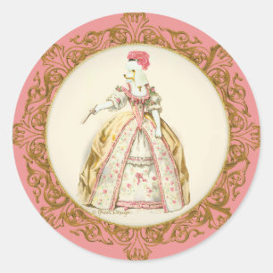 Sticker Rond Poodle blanc Marie Antoinette Ornate Art