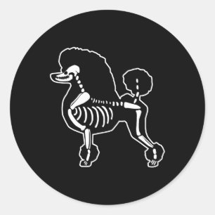 Sticker Rond Poodle Chien Squelette Halloween Doodle Chiens Lov