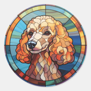 Sticker Rond Poodle de chien en verre doux
