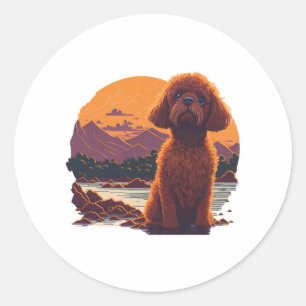 Sticker Rond Poodle de jouet adorable