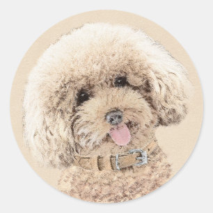 Sticker Rond Poodle (Jouet, Miniature) Peinture originale de Ch