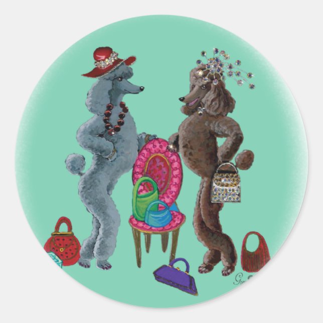 Sticker Rond Poodles en diamants (Devant)
