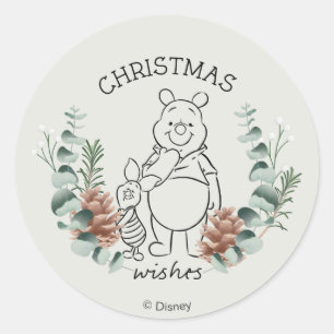 Sticker Rond Pooh & Piglet   Words de Noël