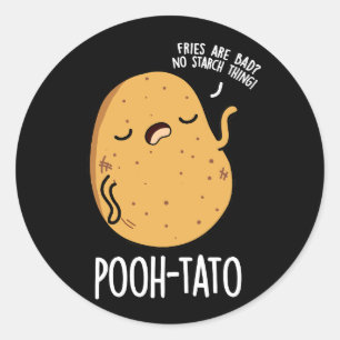 Sticker Rond Pooh tato drôle Pun de pomme de terre foncé BG