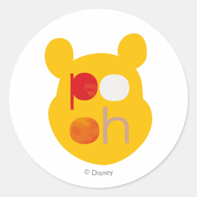 Sticker Rond Pooh | Tête principale aquarelle (Devant)