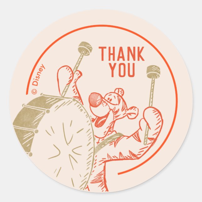 Sticker Rond Pooh | Tigger Baby shower d'hiver Merci (Devant)