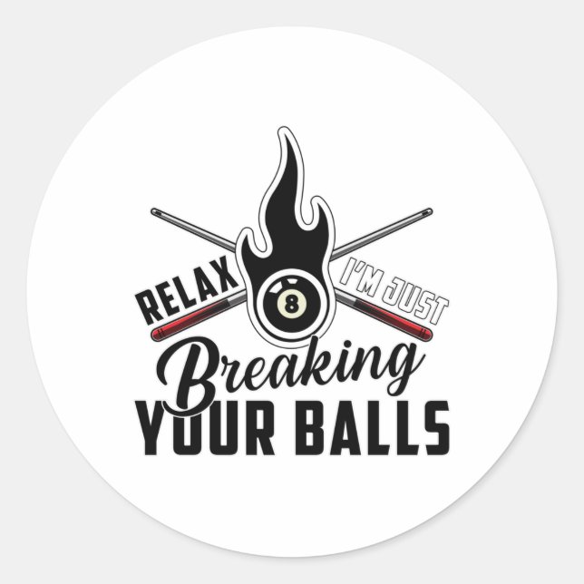 Sticker Rond Pool Billard Snooker 8 Ball Billard Drôle Cadeau (Devant)