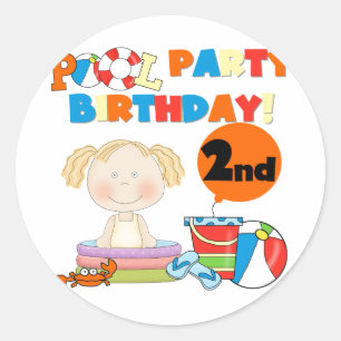 Sticker Rond Pool Party 2e anniversaire Tshirts et cadeaux