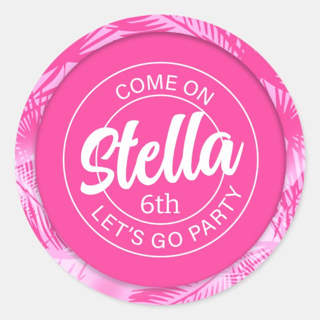 Sticker Rond Pool Party Pink Doll (Devant)