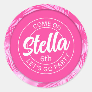Sticker Rond Pool Party Pink Doll