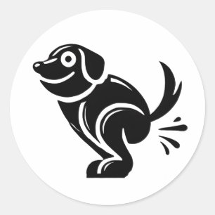 Sticker Rond Poop Arrive La Canine Pooping