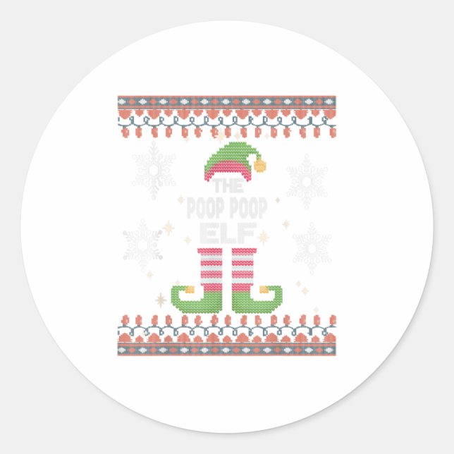 Sticker Rond Poop Poop Elf Vilain Noël (Devant)
