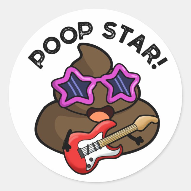 Sticker Rond Poop Star Funny Pop Star Pun (Devant)