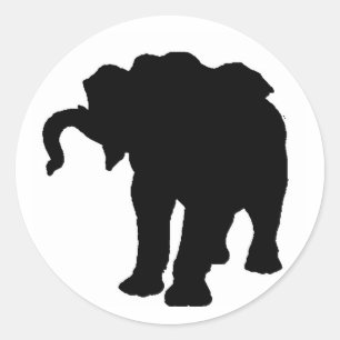 Sticker Rond Pop Art Baby Elephant Silhouette