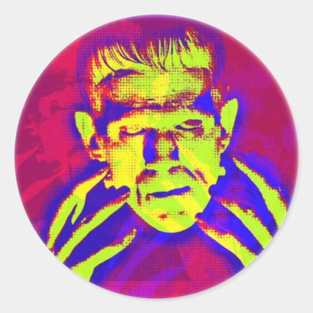 Sticker Rond Pop Art Frankenstein (Devant)