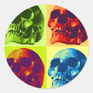 Sticker Rond Pop Art Skull