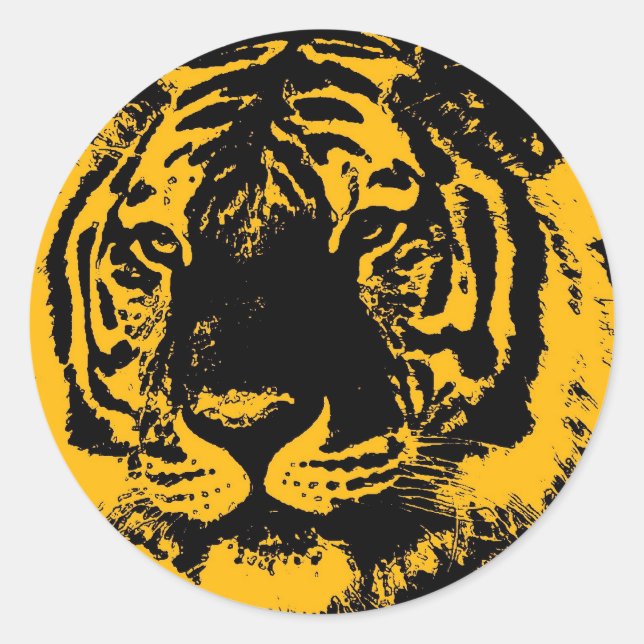 Sticker Rond Pop Art Tiger (Devant)