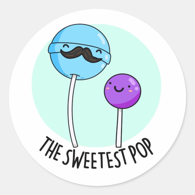 Sticker Rond Pop le plus doux amusant Lollipop Pun (Devant)