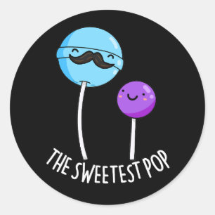 Sticker Rond Pop le plus doux amusant Lollipop Pun Dark BG