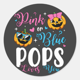 Sticker Rond Pop Rose Ou Bleu Vous Aime Bébé Citrouille