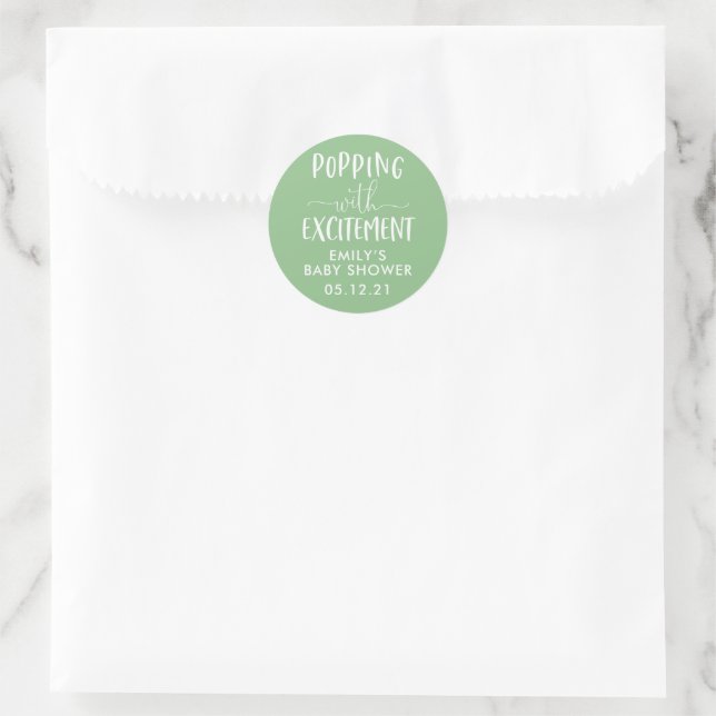 Sticker Rond Popcorn Baby shower Popping avec enthousiasme Favo (Sac)