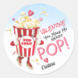 Sticker Rond Popcorn Love Funny