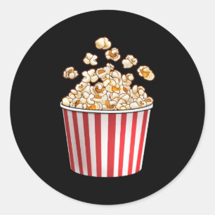 Sticker Rond Popcorn Pour Popcorn Théâtre Cinéma Nuit