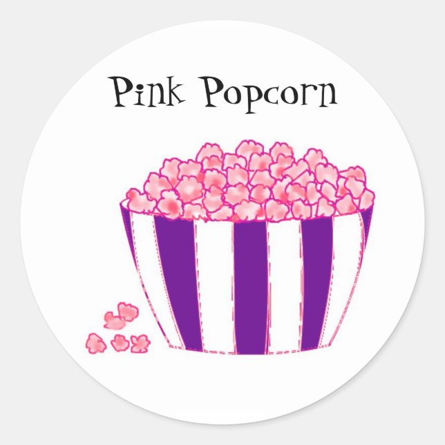 Sticker Rond Popcorn rose (Devant)