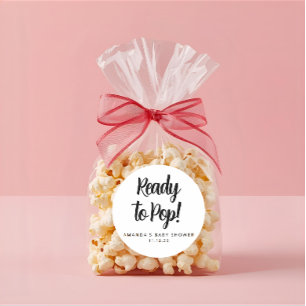Sticker Rond Popcorn texte noir personnalisé moderne pour Baby