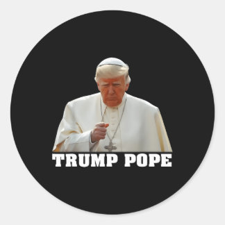 Sticker Rond Pope Trump Funny Trump Vatican Christian Retro Chu