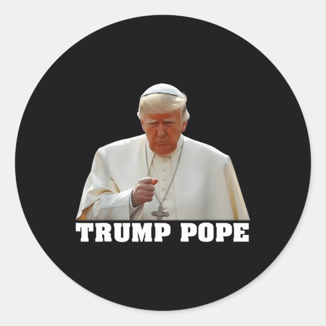 Sticker Rond Pope Trump Funny Trump Vatican Christian Retro Chu (Devant)