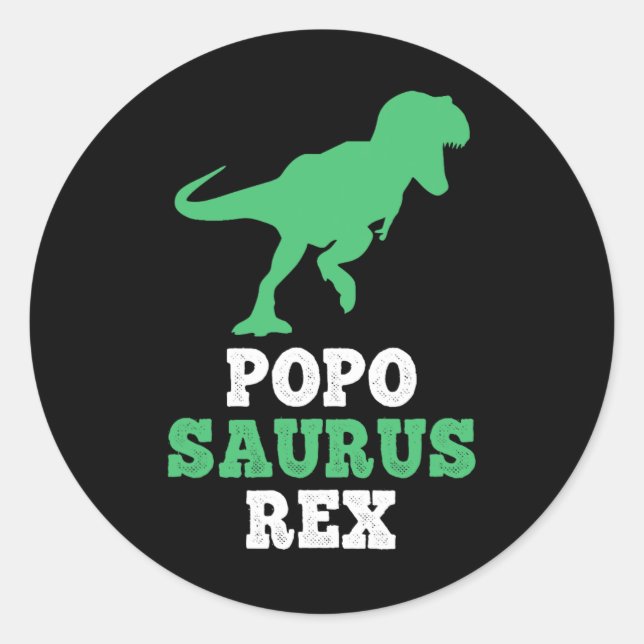 Sticker Rond Popo-saurus Rex Dino Dinosaur Poposaurus Drôle (Devant)