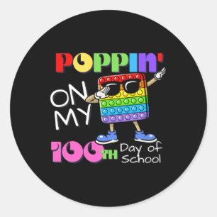 Sticker Rond Poppin'On My 100th Day Of School Cute Fidget Toy