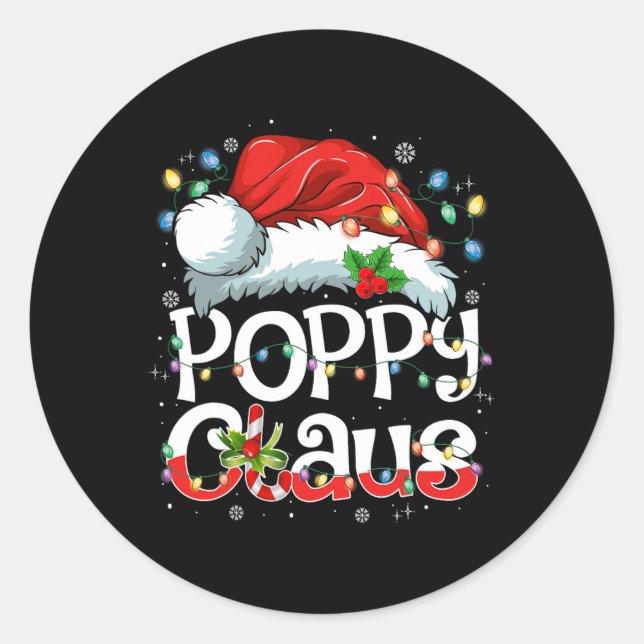 Sticker Rond Poppy Claus Xmas Santa Matching Family Christmas P (Devant)
