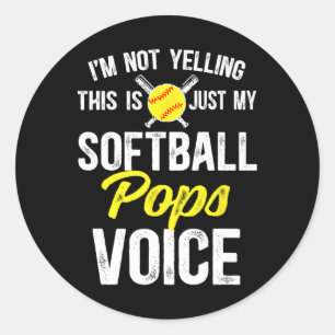 Sticker Rond Pops de softball Voix Pops d'un joueur de softball