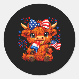 Sticker Rond Popsicle de vache Highland découpée patriotique du