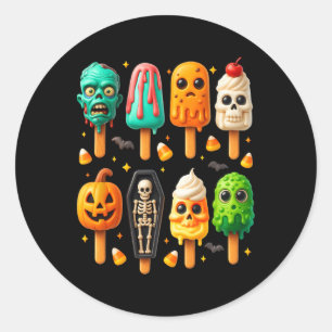 Sticker Rond Popsicle Été Éffrayant Halloween Crème glacée Été-