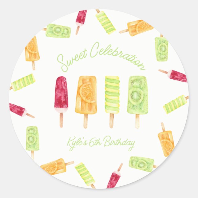 Sticker Rond Popsicle fête d'été (Devant)
